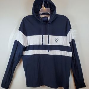 Denim & Flower Saint Tropez Tennis Club Striped Hoodie Sweatshirt Size XL Womens